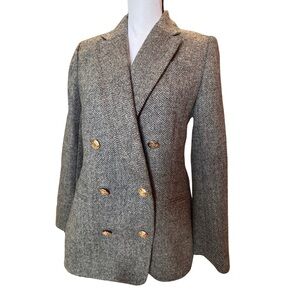 J. Crew Herringbone Blazer with Gold Buttons